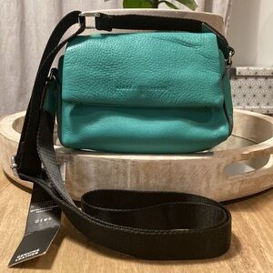 AIMEE KESTENBERG Genuine Leather Teal Mini Crossbody Bag with Magnetic Flap